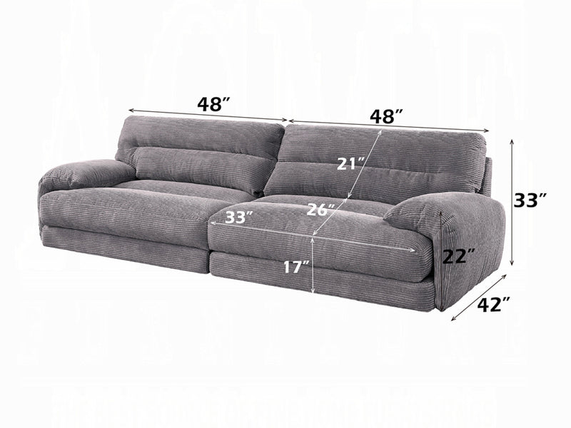 Cadenza 96" Wide Corduroy Velvet 3 Seater Sofa