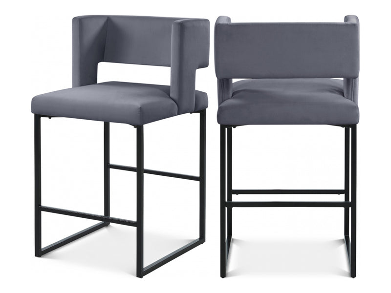 Caleb Velvet Bar Stool (Set of 2)