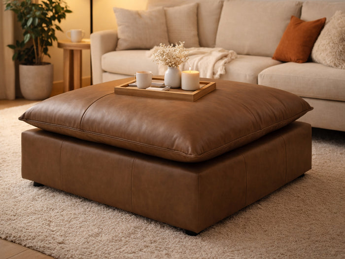 Cali 40" Wide Leather Ottoman