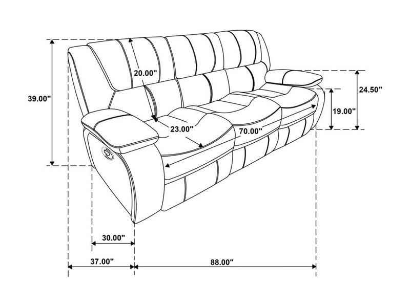 Camila 88" Wide Recliner Sofa
