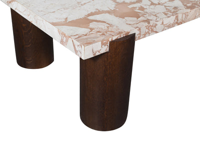 Campania 54" Wide Marble And Oak Wood Coffee Table