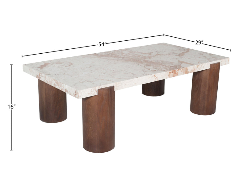 Campania 54" Wide Marble And Oak Wood Coffee Table