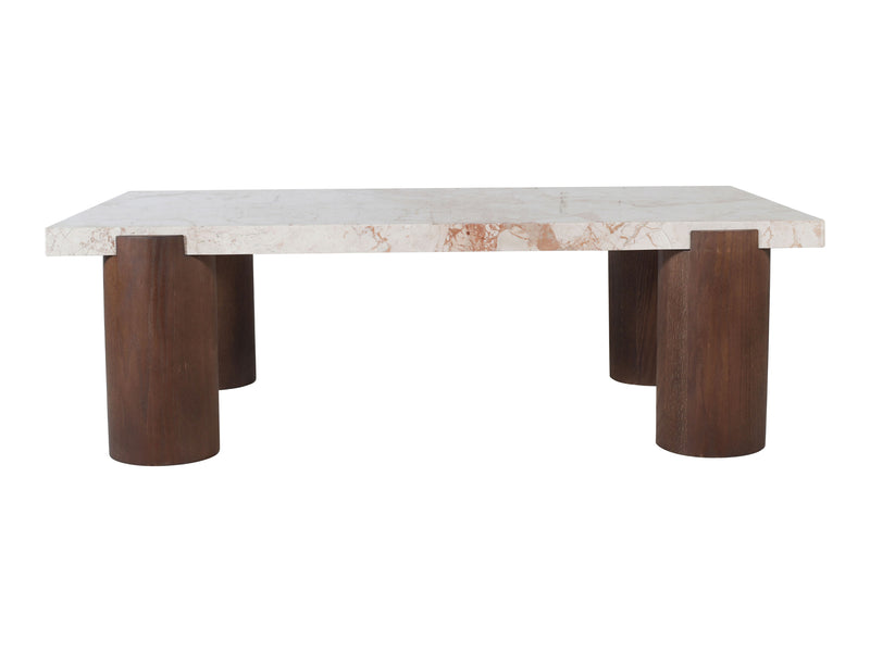 Campania 54" Wide Marble And Oak Wood Coffee Table