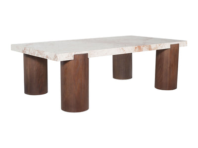 Campania 54" Wide Marble And Oak Wood Coffee Table