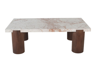 Campania 54" Wide Marble And Oak Wood Coffee Table