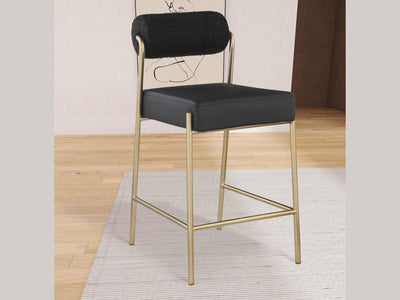 Carly Boucle Fabric & Faux Leather Bar Stool (Set of 2)