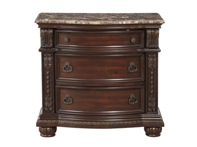 Cavalier 32.5" Tall 3 Drawer Genuine Marble Top Nightstand