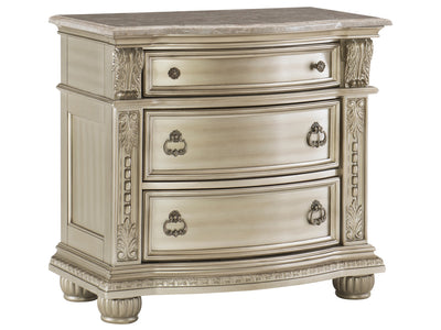 Cavalier 32.5" Tall 3 Drawer Genuine Marble Top Nightstand