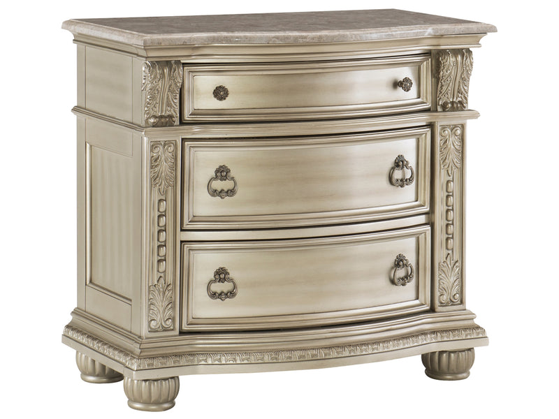 Cavalier 32.5" Tall 3 Drawer Genuine Marble Top Nightstand