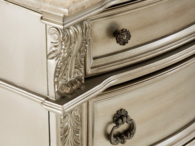Cavalier 32.5" Tall 3 Drawer Genuine Marble Top Nightstand