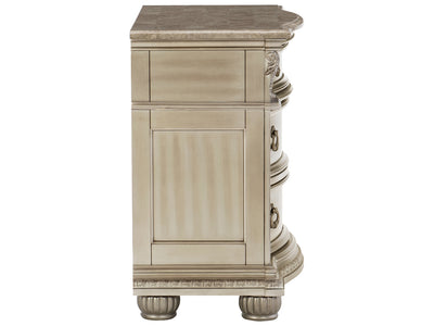 Cavalier 32.5" Tall 3 Drawer Genuine Marble Top Nightstand