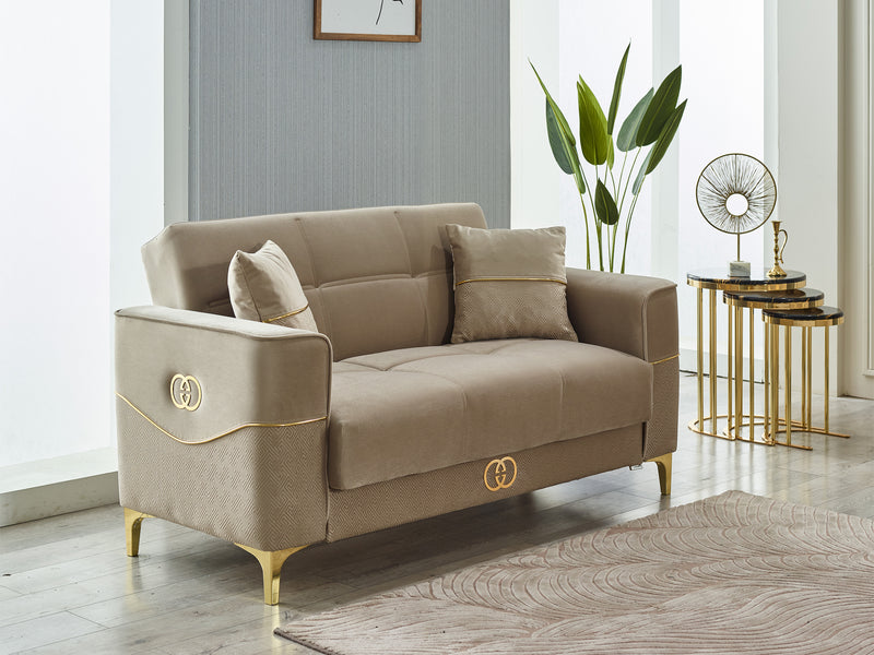 Clara 77" Wide Square Arm Convertible Loveseat