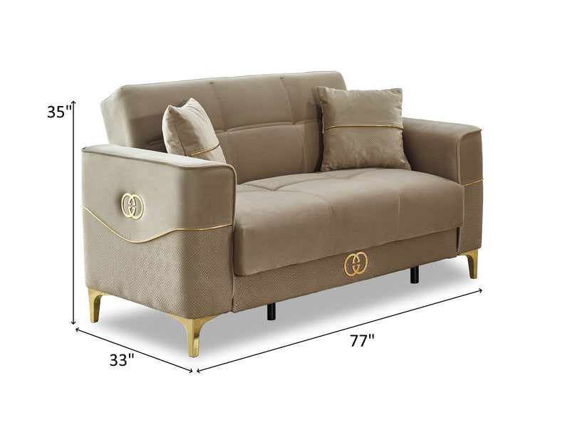 Clara 77" Wide Square Arm Convertible Loveseat