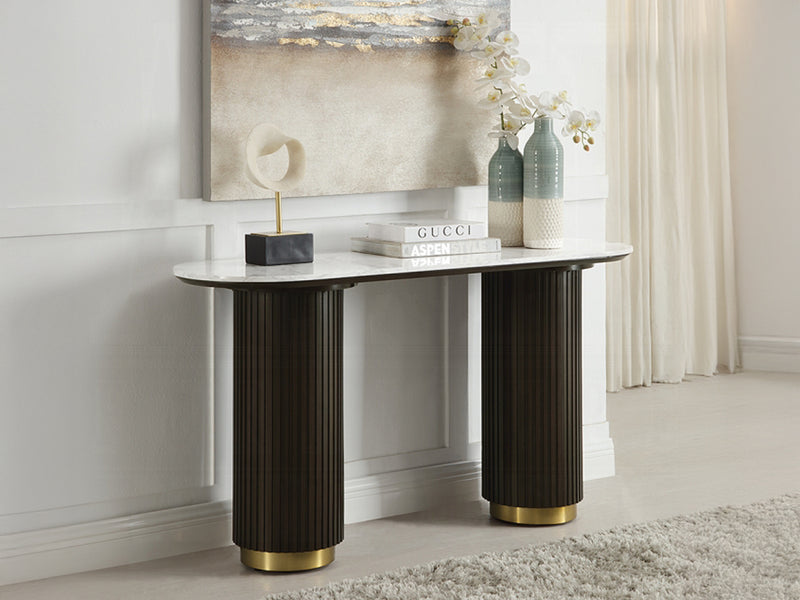 Clayten 55" Wide Artificial Marble Top Console Table