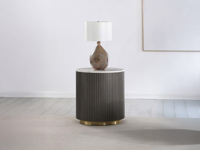 Jason 24.2" Tall Genuine Marble Top End Table
