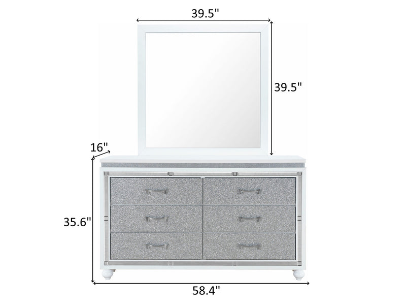 Collete 58.4" Wide 6 Drawer Dresser With Mirror