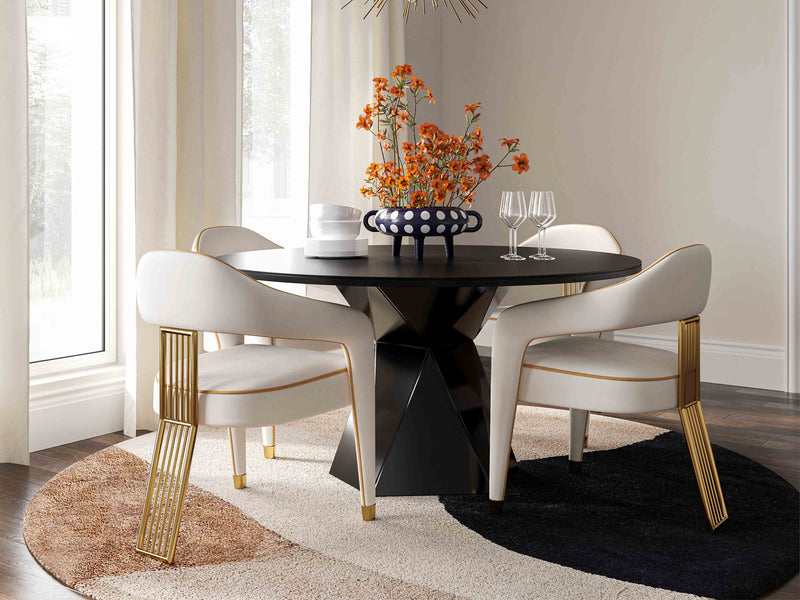 Corralis DC - Iris DT 4 Person Linen Fabric Dining Room Set