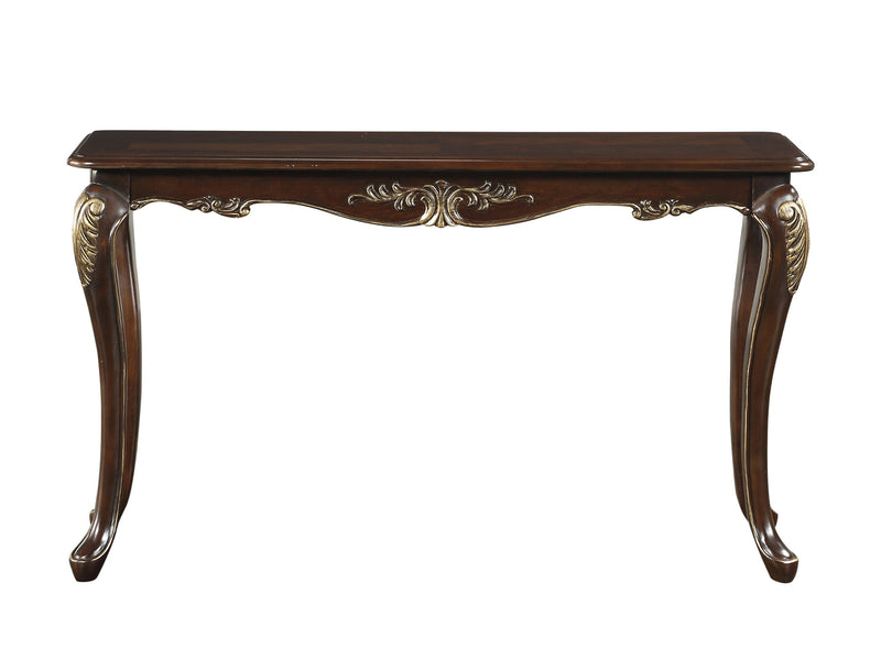 Croydon 52" Wide Dark Cherry Finish Gold Detail Console Table