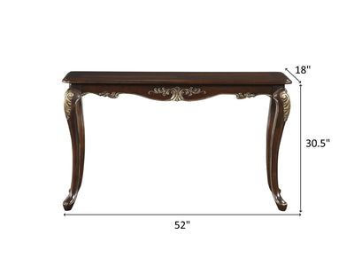 Croydon 52" Wide Dark Cherry Finish Gold Detail Console Table