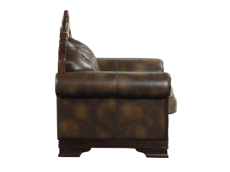Croydon 46" Wide Faux Leather-Microfiber Fabric Traditional Armchair