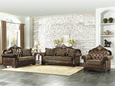 Croydon 46" Wide Faux Leather-Microfiber Fabric Traditional Armchair