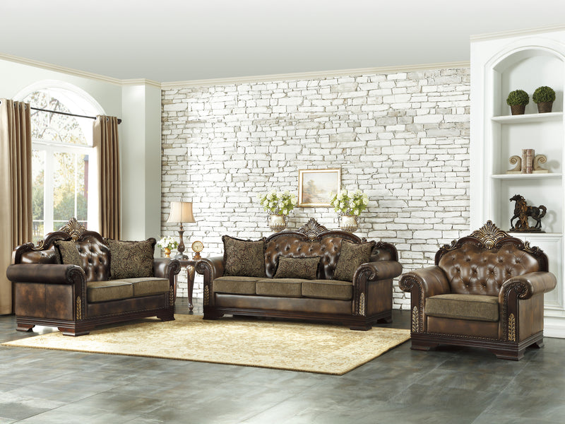 Croydon 46" Wide Faux Leather-Microfiber Fabric Traditional Armchair