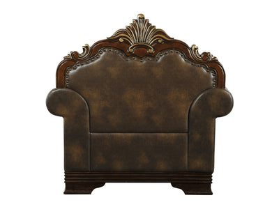 Croydon 46" Wide Faux Leather-Microfiber Fabric Traditional Armchair