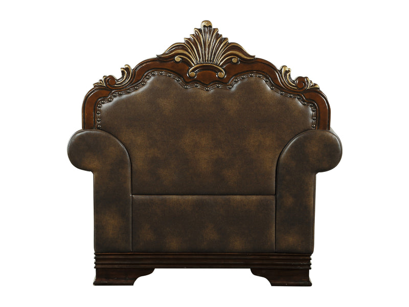 Croydon 46" Wide Faux Leather-Microfiber Fabric Traditional Armchair