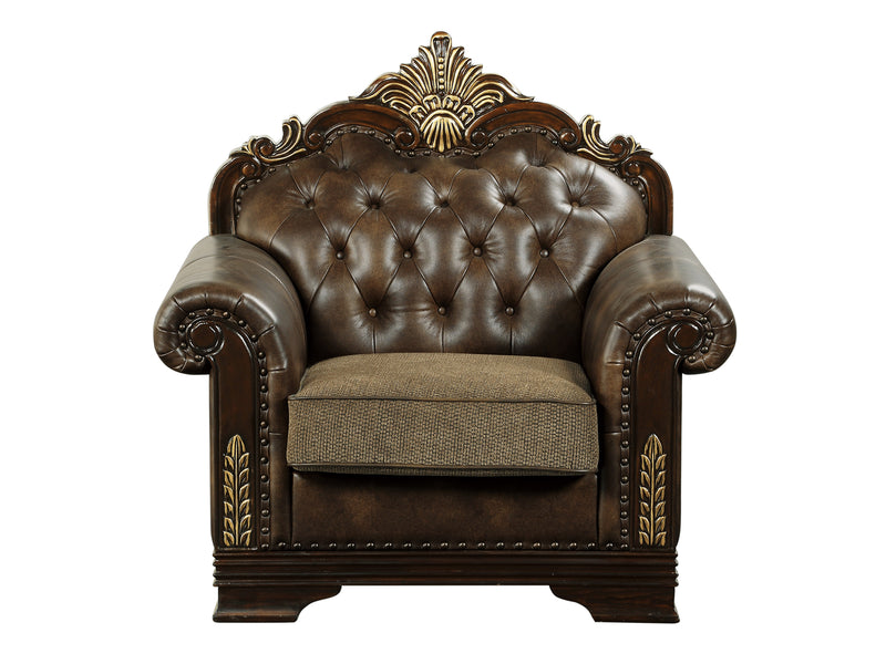 Croydon 46" Wide Faux Leather-Microfiber Fabric Traditional Armchair