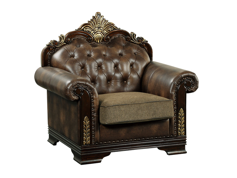 Croydon 46" Wide Faux Leather-Microfiber Fabric Traditional Armchair