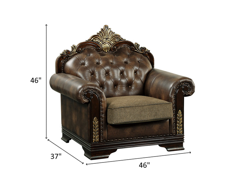 Croydon 46" Wide Faux Leather-Microfiber Fabric Traditional Armchair