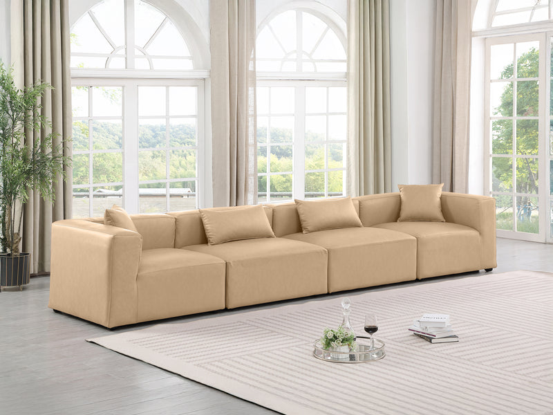 Cube Meri 144" Wide Vegan Leather 4 Piece Modular Sofa