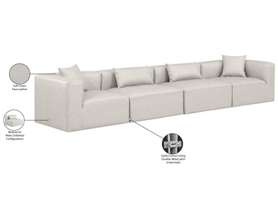 Cube Meri 144" Wide Vegan Leather 4 Piece Modular Sofa