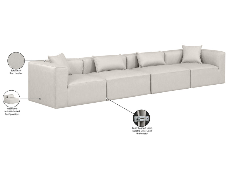 Cube Meri 144" Wide Vegan Leather 4 Piece Modular Sofa