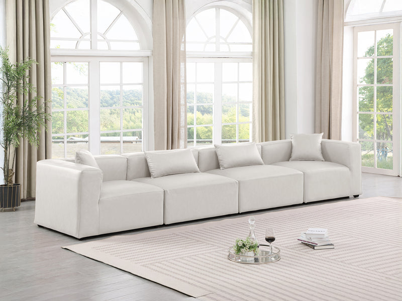 Cube Meri 144" Wide Vegan Leather 4 Piece Modular Sofa