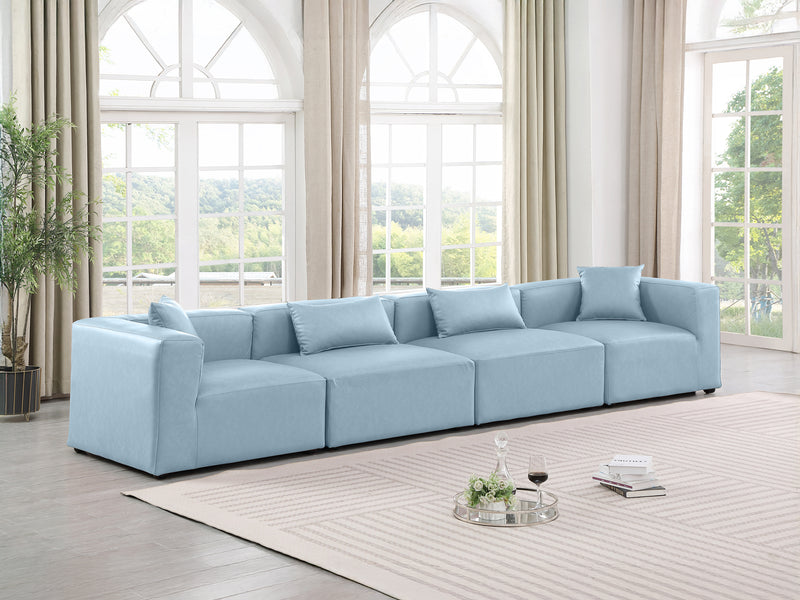 Cube Meri 144" Wide Vegan Leather 4 Piece Modular Sofa