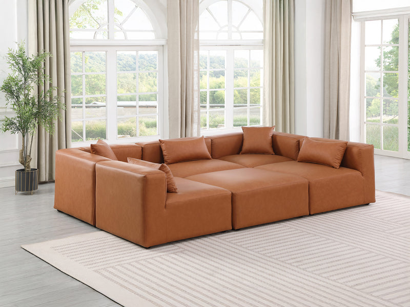 Cube Meri 108" Wide Vegan Leather Modular Rectangular Shape Sectional
