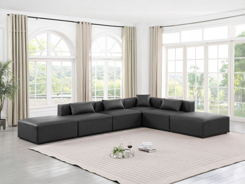 Cube Meri 144" / 108 Wide Vegan Leather Modular L Shape Sectional