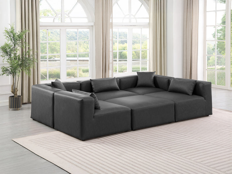 Cube Meri 108" Wide Vegan Leather Modular Rectangular Shape Sectional