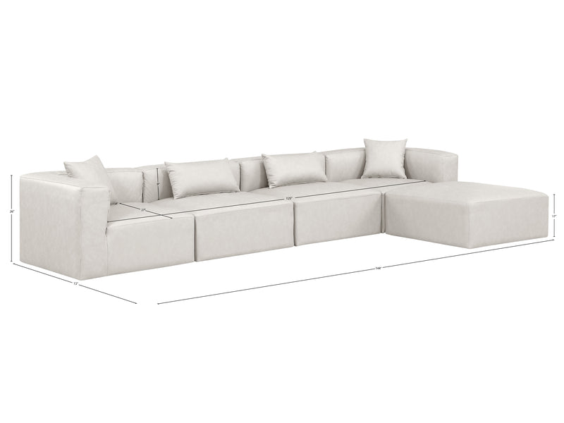 Cube Meri 144" Wide Vegan Leather Modular Sectional Chaise