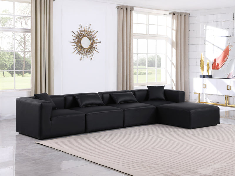 Cube Meri 144" Wide Vegan Leather Modular Sectional Chaise