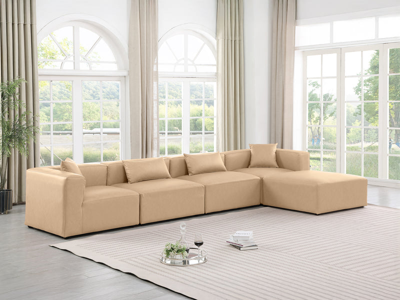 Cube Meri 144" Wide Vegan Leather Modular Sectional Chaise