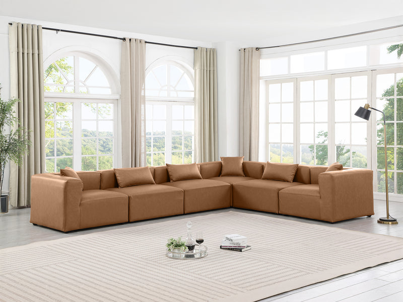 Cube Meri 144" / 108 Wide Vegan Leather Modular L Shape Sectional
