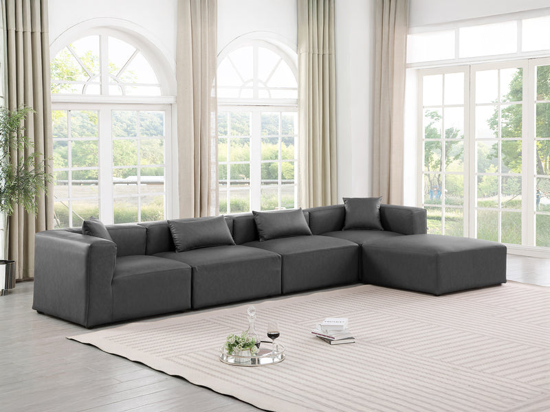 Cube Meri 144" Wide Vegan Leather Modular Sectional Chaise