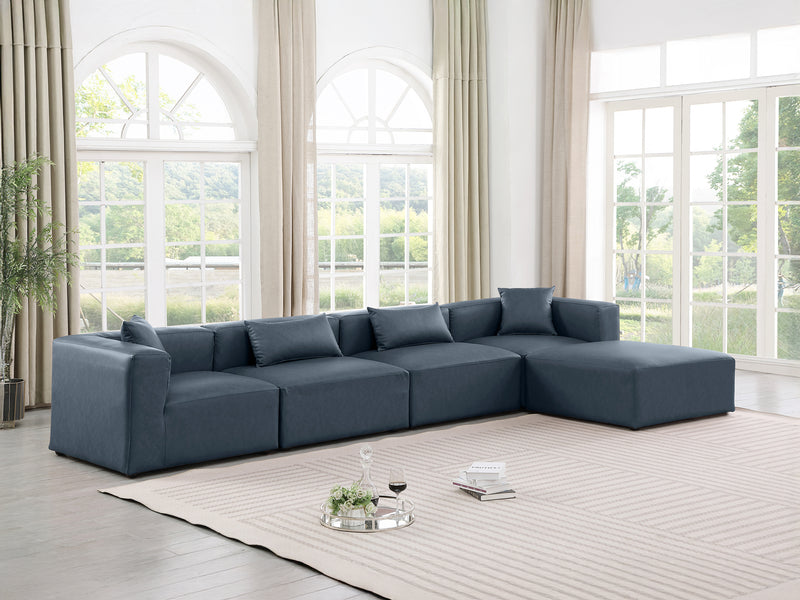 Cube Meri 144" Wide Vegan Leather Modular Sectional Chaise