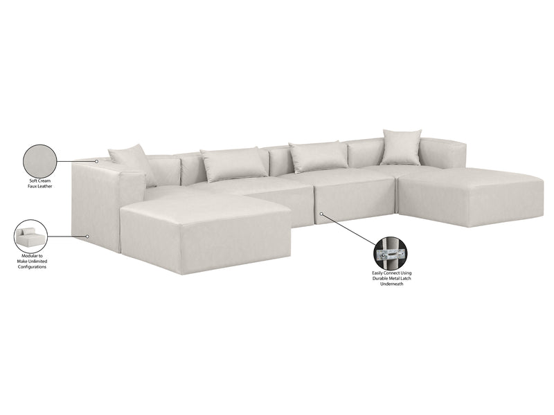 Cube Meri 144" Wide Vegan Leather Modular Sectional Chaise