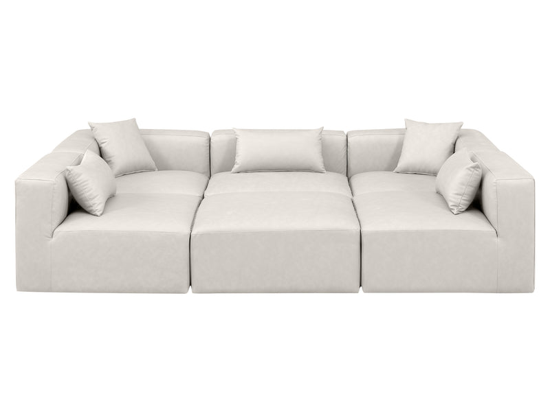 Cube Meri 108" Wide Vegan Leather Modular Rectangular Shape Sectional