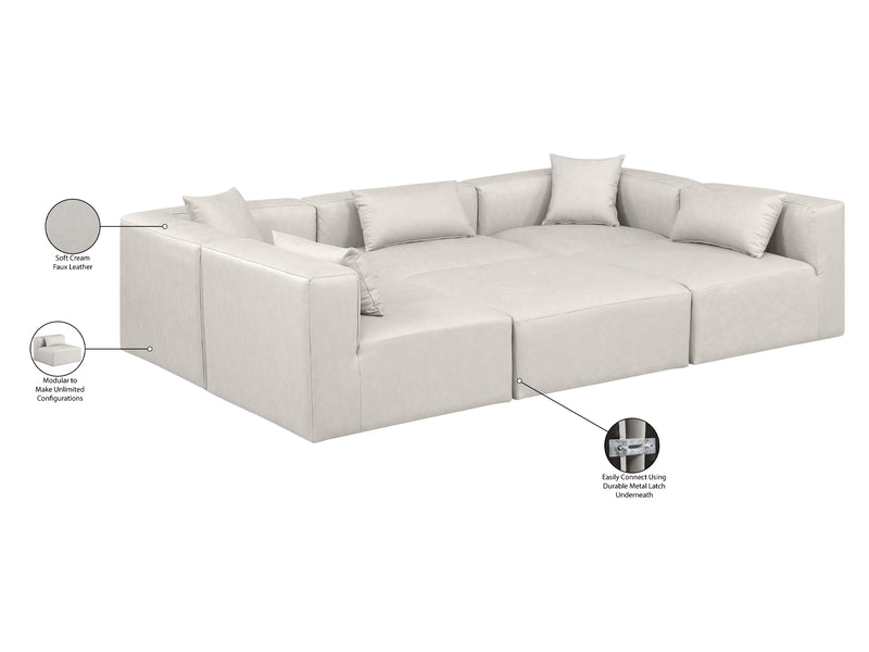 Cube Meri 108" Wide Vegan Leather Modular Rectangular Shape Sectional
