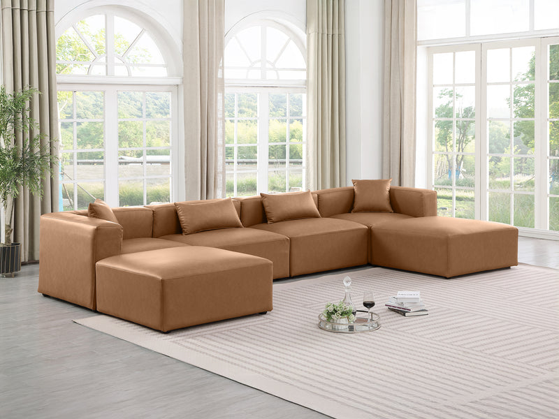 Cube Meri 144" Wide Vegan Leather Modular Sectional Chaise