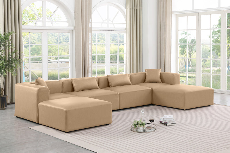 Cube Meri 144" Wide Vegan Leather Modular Sectional Chaise
